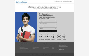 Shiv nadar University Landing page Blue and Grey
